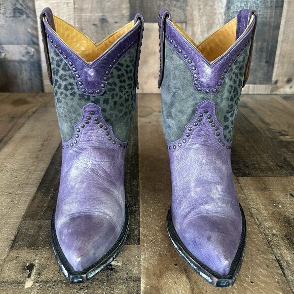 Old Gringo Purple Leopardito Pointed Toe Cowboy Western Boots Womens 5 B - Picture 6 of 12